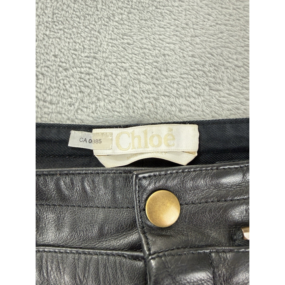Chloe Women's Size 36 EU 100% Calfskin Leather Rare Designer Ankle Zip Pants - Picture 5 of 16